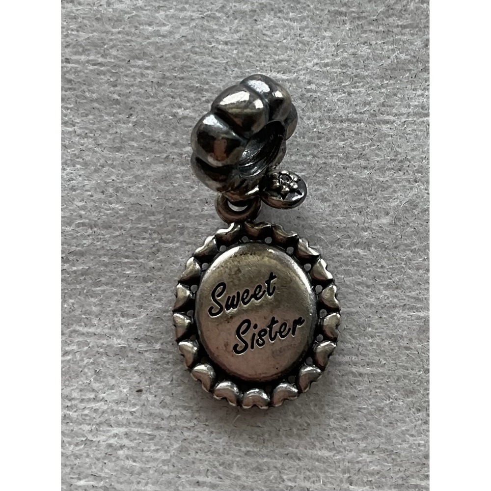 retired Pandora Sweet Sister Dangle Charm ALE 925 Sterling Silver